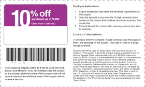 Lowe's 10% Off Coupon - Printable and Emailed, In-Store or Online